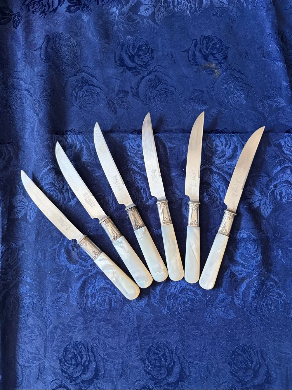 LF&C 6-Piece Nacre Handles w/Sterling Silver Collars And Stainless Knife Set